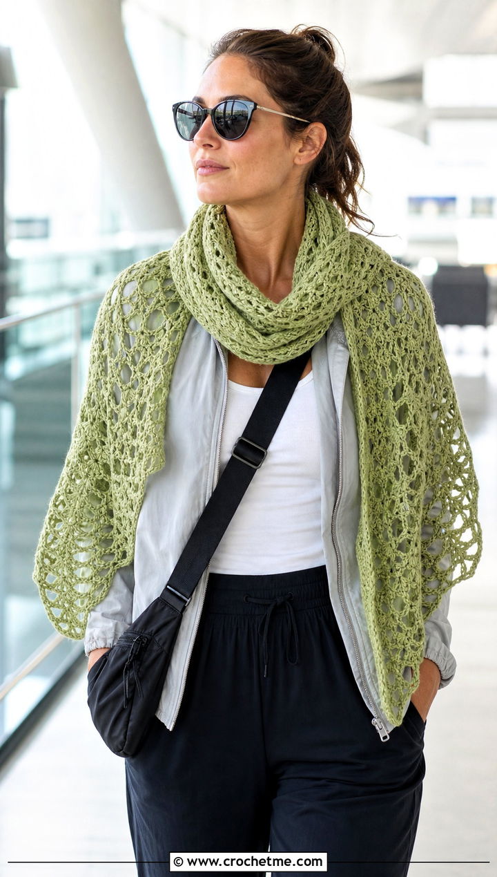 Openwork Wingspan Shawl With Athleisure Outfit - 15 Crochet Wingspan Shawl outfit ideas
