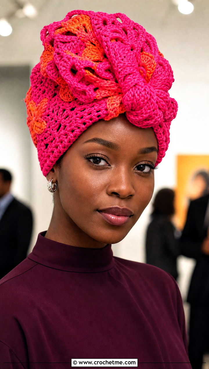 Orange Blossom Crochet Turban Hat With Monochrome Outfit - 35 orange blossom crochet hat outfit ideas