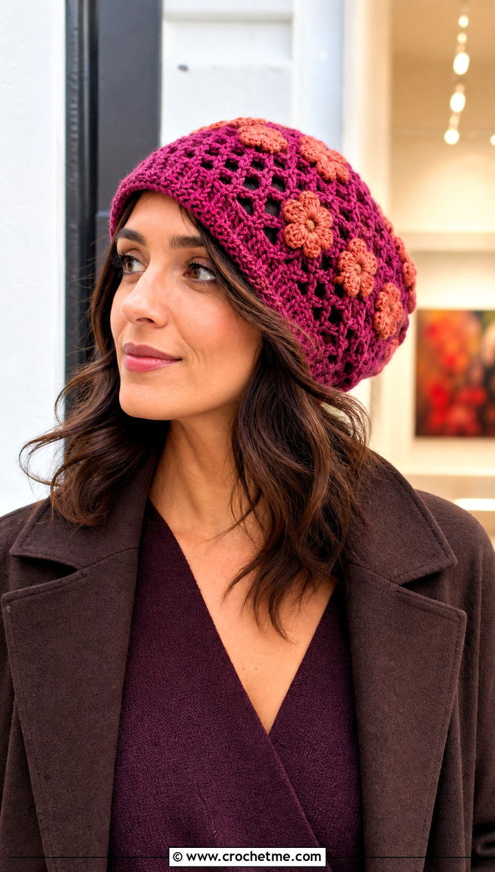 Orange Blossom Slouchy Beanie With Sweater Dress - 35 orange blossom crochet hat outfit ideas