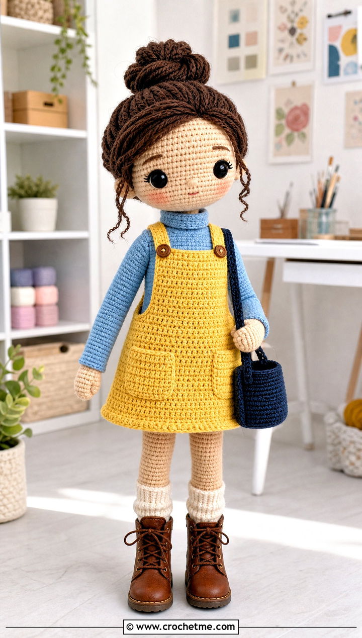 Overall Crochet Doll Dress With Turtleneck - 25 amigurumi crochet doll dress outfit ideas