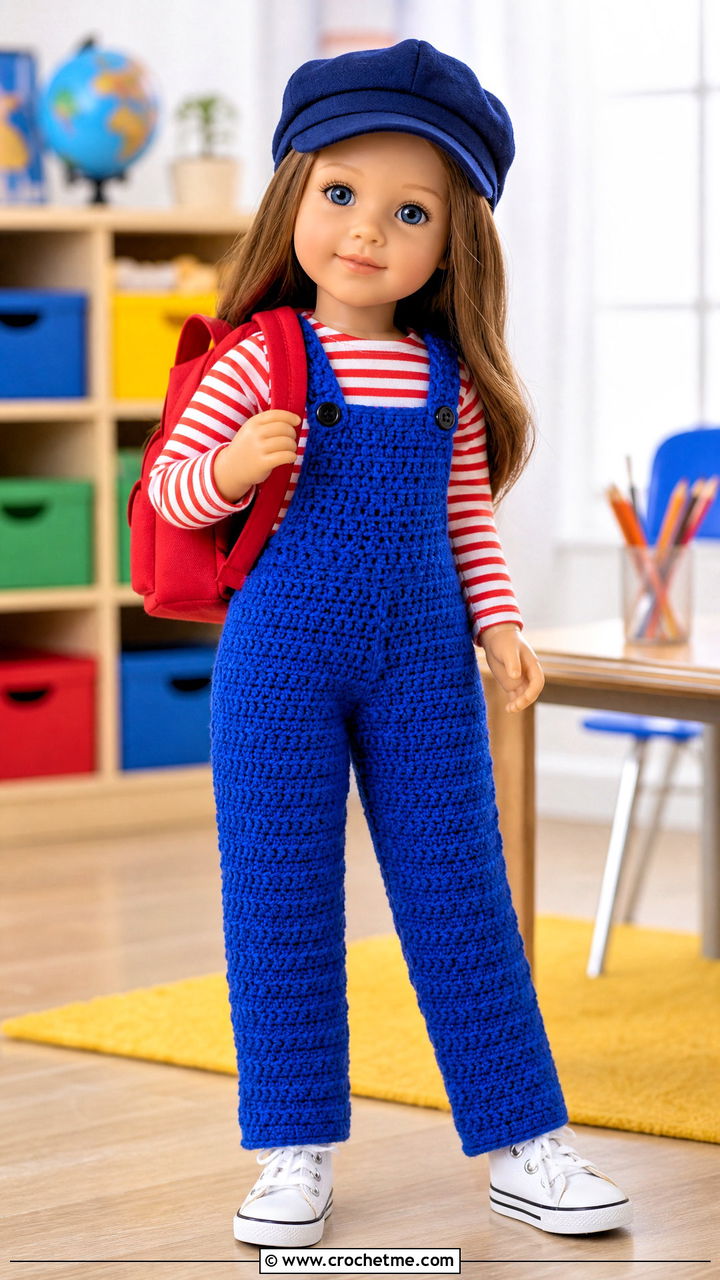 Overall Crochet Doll Pants With Long Sleeve T Shirt - 35 crochet doll pants outfit ideas