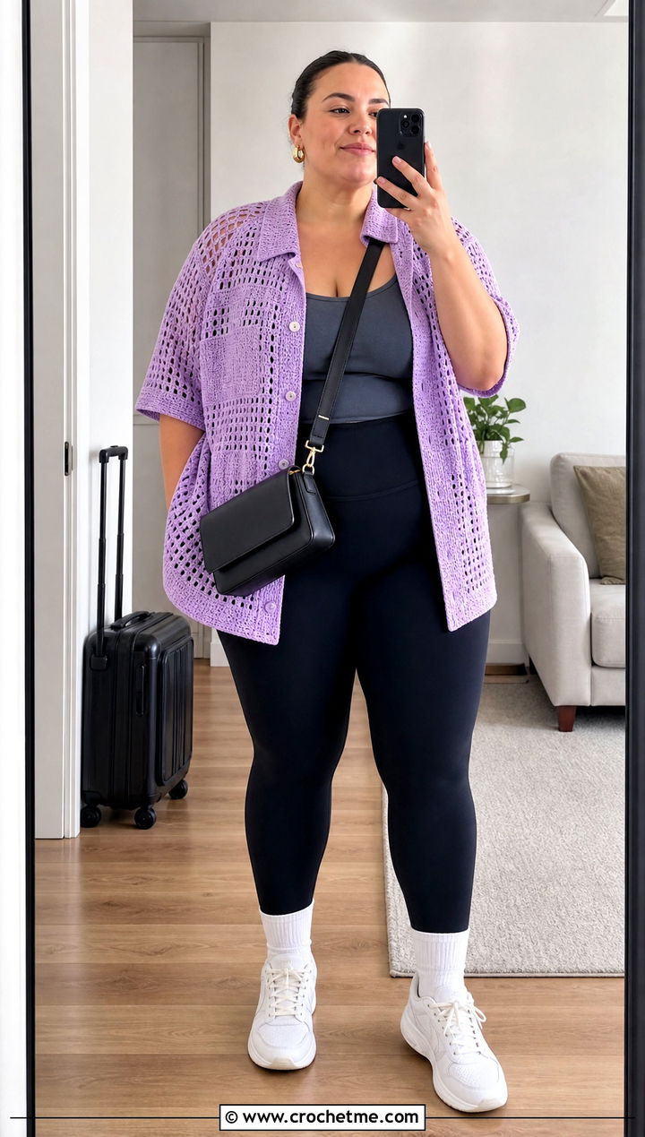 Oversized Bode Crochet Shirt With Leggings - 20 Bode Crochet Shirt outfit ideas
