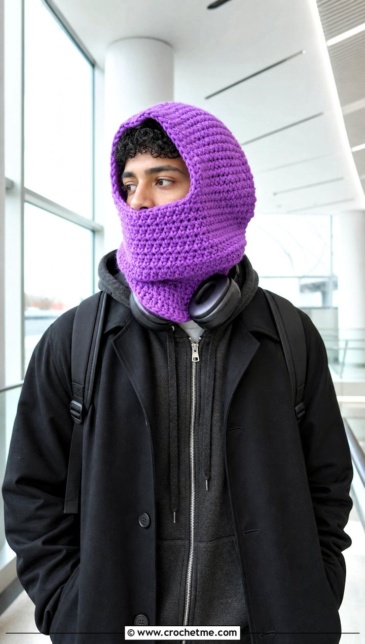 Oversized Crochet Balaclava With Airport Outfit - 30 crochet balaclava for men outfit ideas