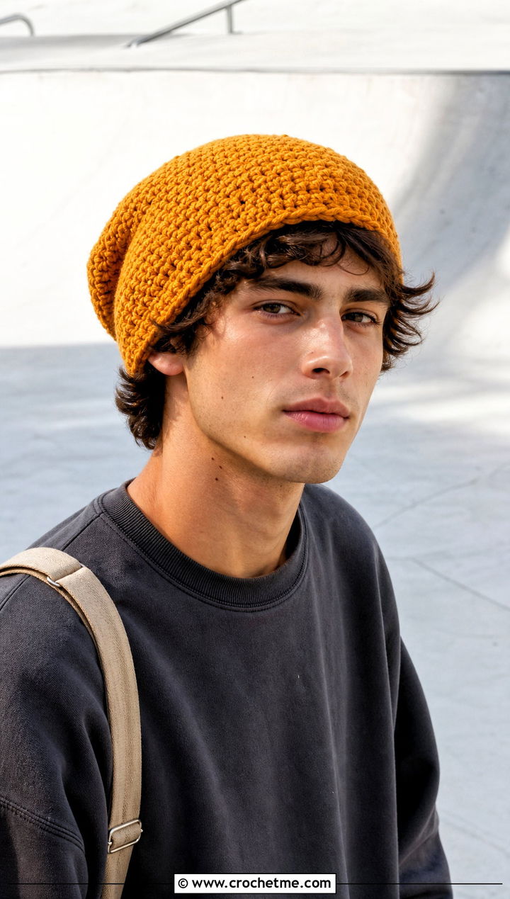 Oversized Crochet Beanie With Skate Outfit - 25 Easy Mens Crochet Beanie outfit ideas