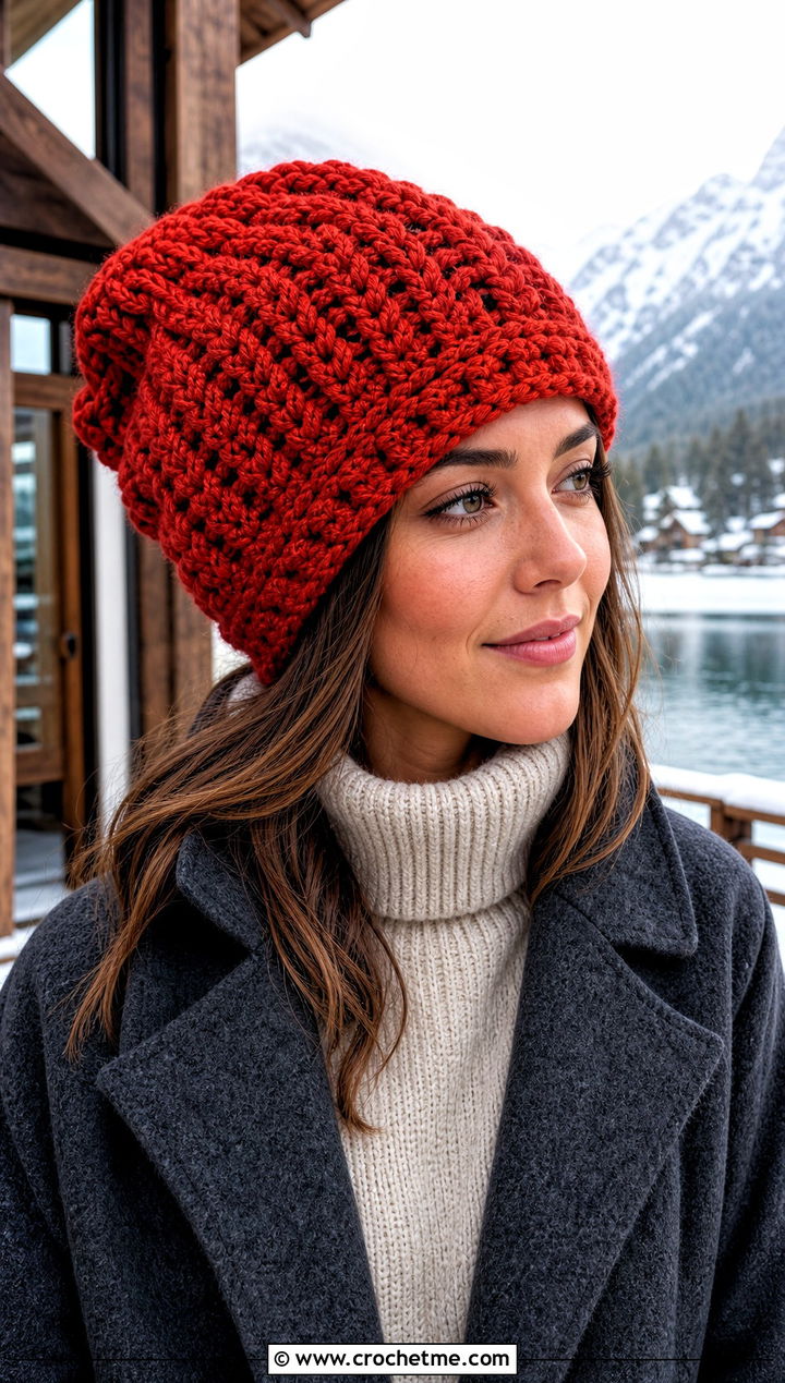 Oversized Crochet Beanie With Sweater Dress - 25 lakeside crochet beanie outfit ideas
