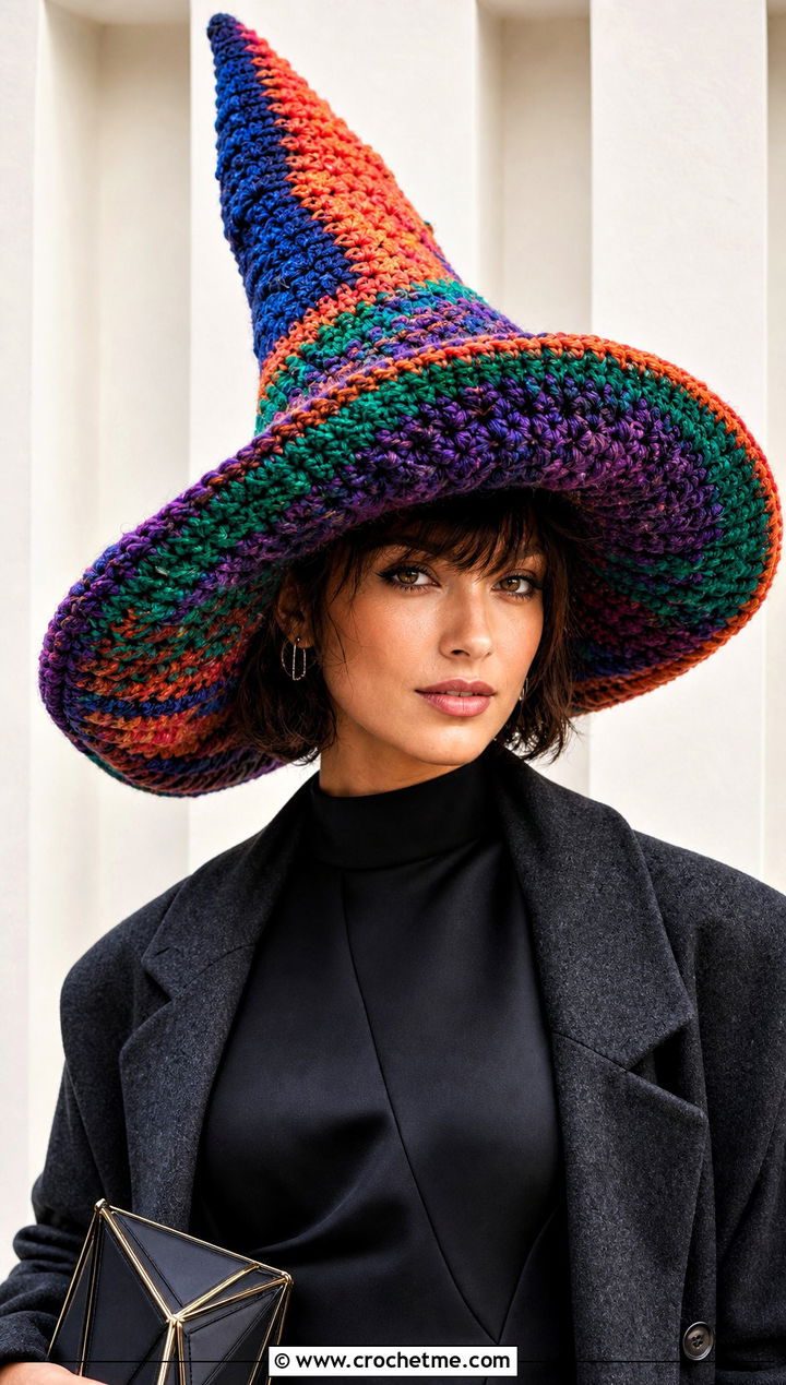 Oversized Crochet Elphaba Hat With Minimalist Dress - 20 Crochet Elphaba Hat outfit ideas