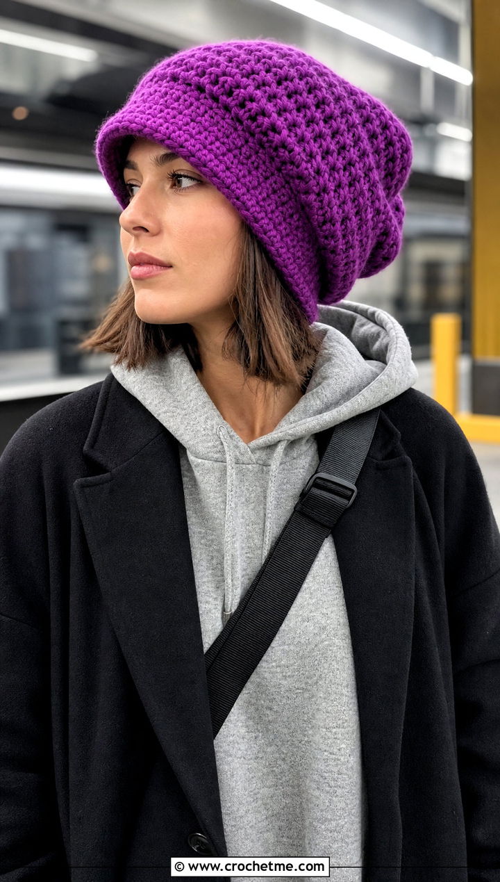 Oversized Crochet Rectangle Hat With Hoodie - 25 Crochet Rectangle Hat outfit ideas