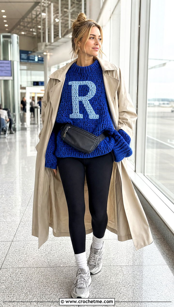 Oversized Crochet Ron Weasley Sweater With Black Leggings - 25 Crochet Ron Weasley Sweater outfit ideas