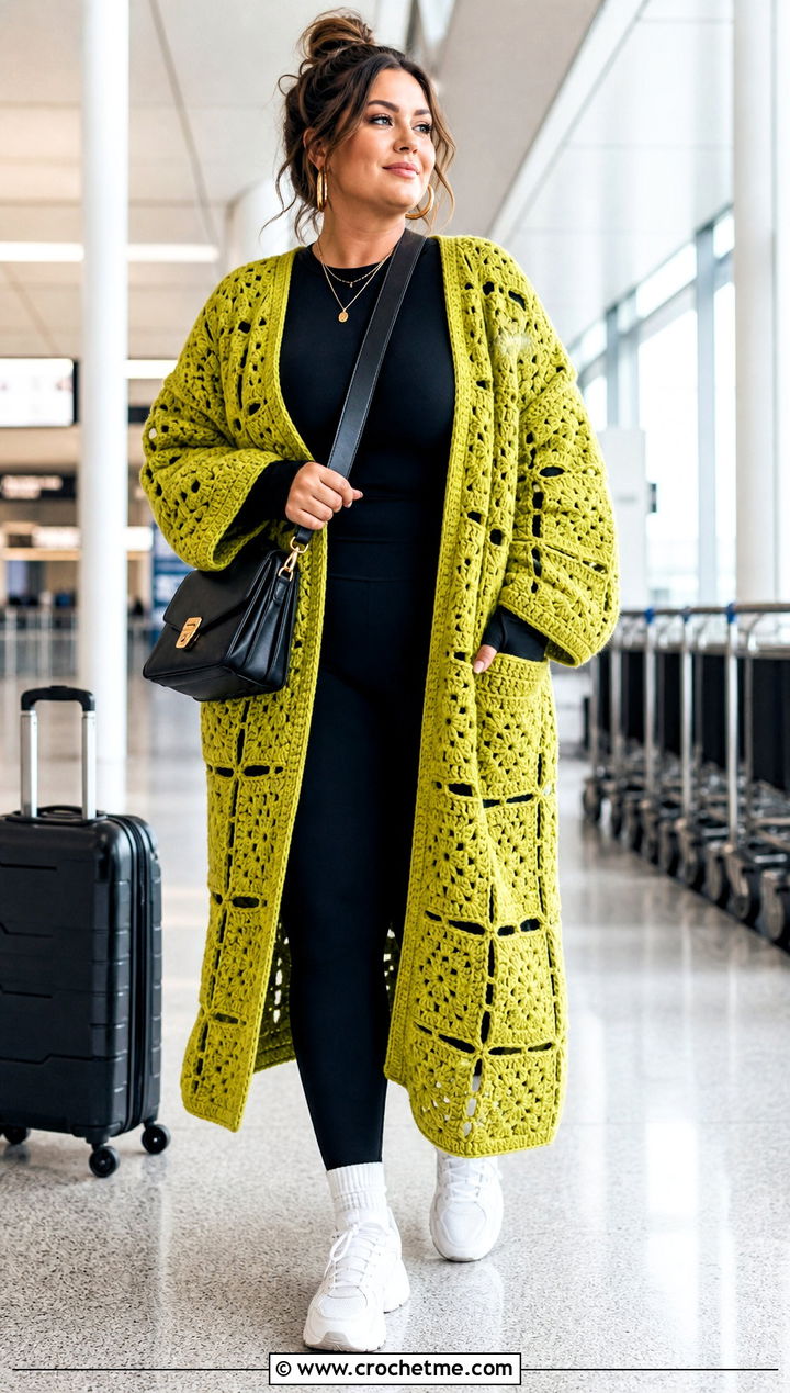 Oversized Granny Square Robe With Leggings - 20 granny square robe outfit ideas