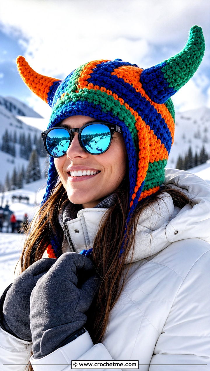 Oversized Horned Beanie With Apres Ski Outfit - 20 Crochet Horned Beanie outfit ideas