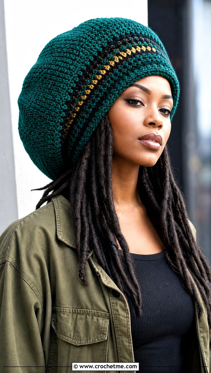 Oversized Jamaican Crochet Dreadlock Tam With Cargo Pants - 25 Jamaican Crochet Hat outfit ideas