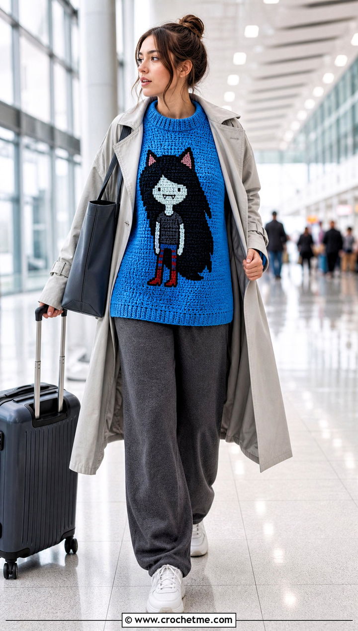 Oversized Marceline Cat Sweater With Lounge Pants - 30 crochet marceline sweater outfit ideas