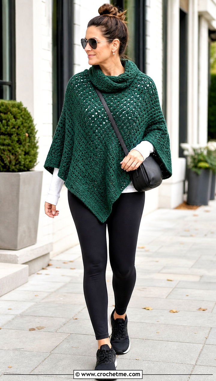 Oversized Martha Stewart Crochet Poncho With Leggings - 15 martha stewart crochet poncho outfit ideas