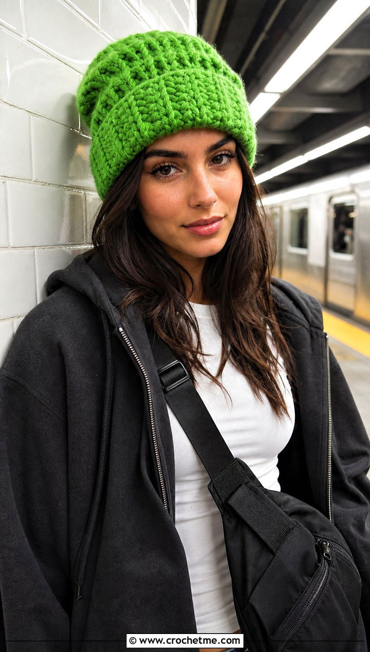 Oversized Mountain Ridge Crochet Beanie With Hoodie And Cargo Pants - 15 Mountain Ridge Crochet Beanie outfit ideas