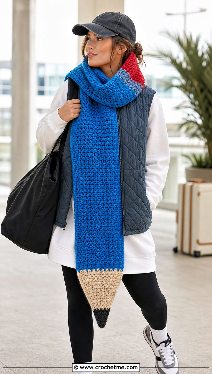 Oversized Pencil Crochet Scarf With Leggings - 30 Pencil Crochet Scarf outfit ideas