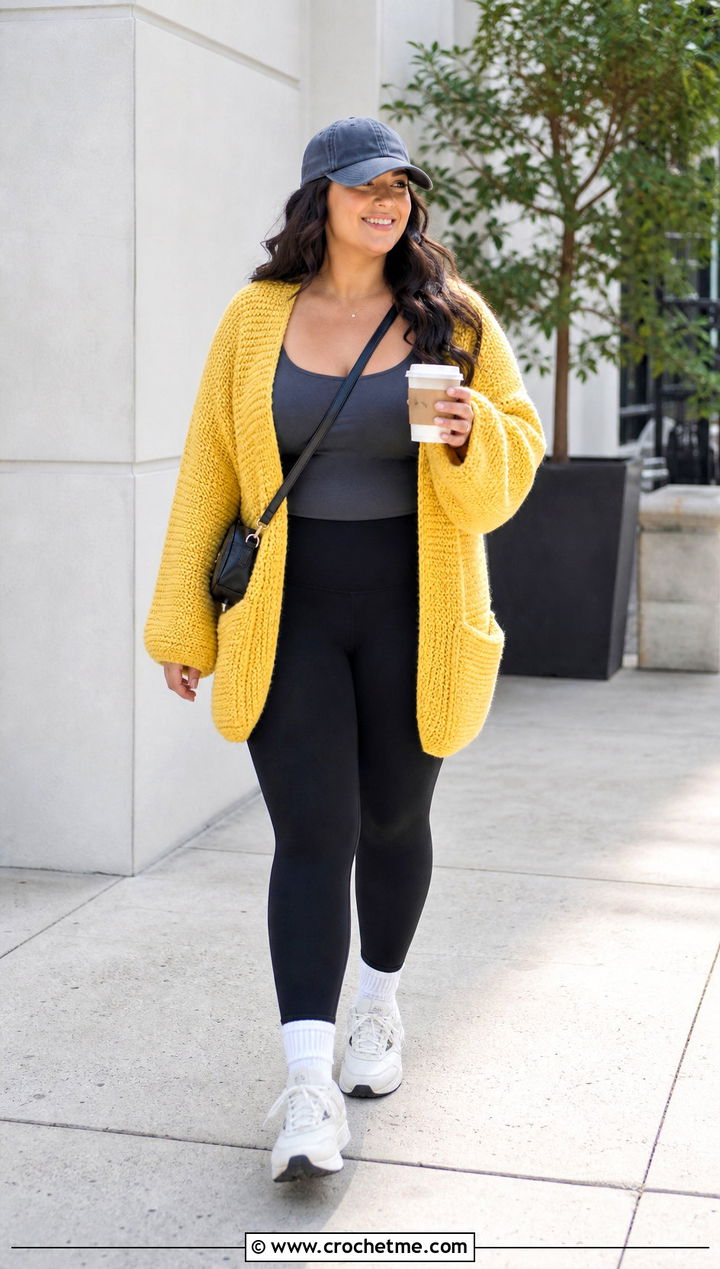 Oversized Single Crochet Cardigan With Leggings - 25 single crochet cardigan outfit ideas
