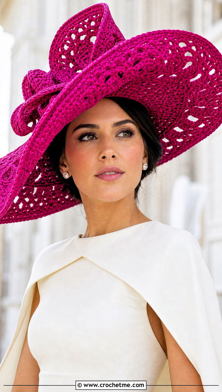 Oversized Statement Crochet Derby Hat With Cape Dress - 25 Crochet Derby Hat outfit ideas