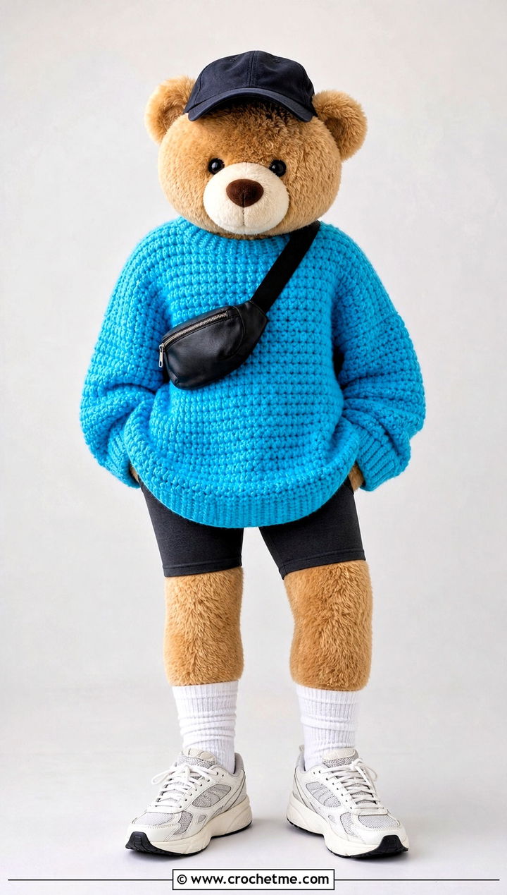 Oversized Toy Sweater With Biker Shorts - 25 Crochet Sweater For Toy outfit ideas