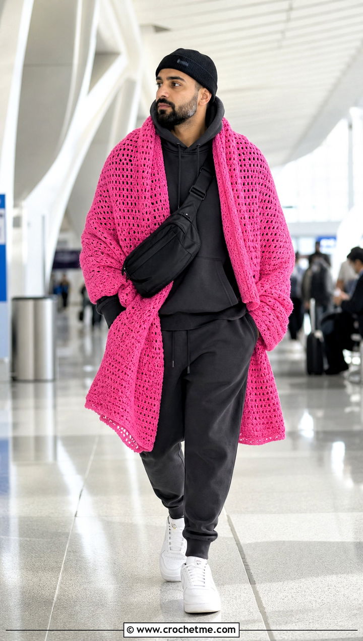Oversized Wrap Prayer Shawl With Hoodie And Joggers - 20 Mens Crochet Prayer Shawl outfit ideas