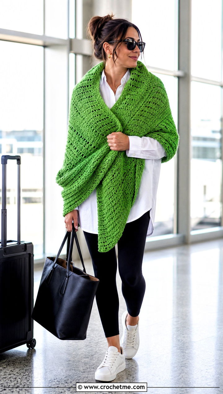 Oversized Wrap Shawl With Leggings - 15 Lion Brand Crochet Shawl In A Ball outfit ideas