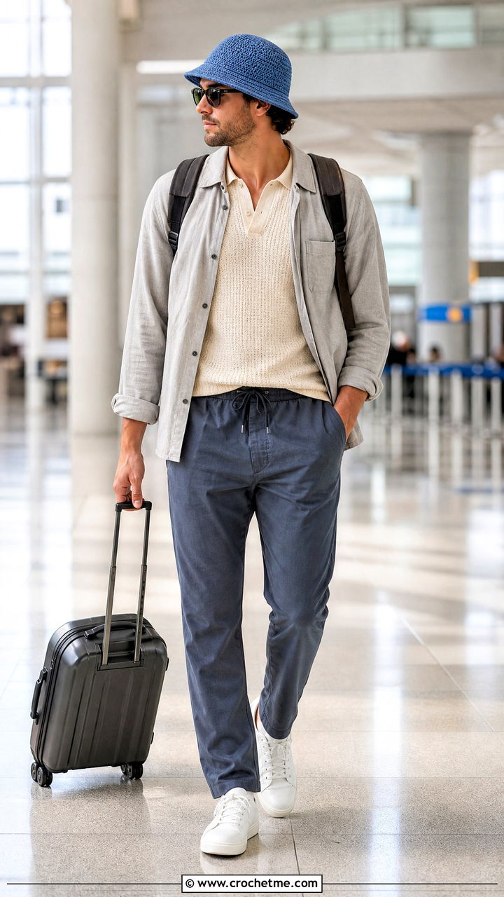 Packable Crochet Hat With Airport Outfit - 35 men's crochet hat outfit ideas