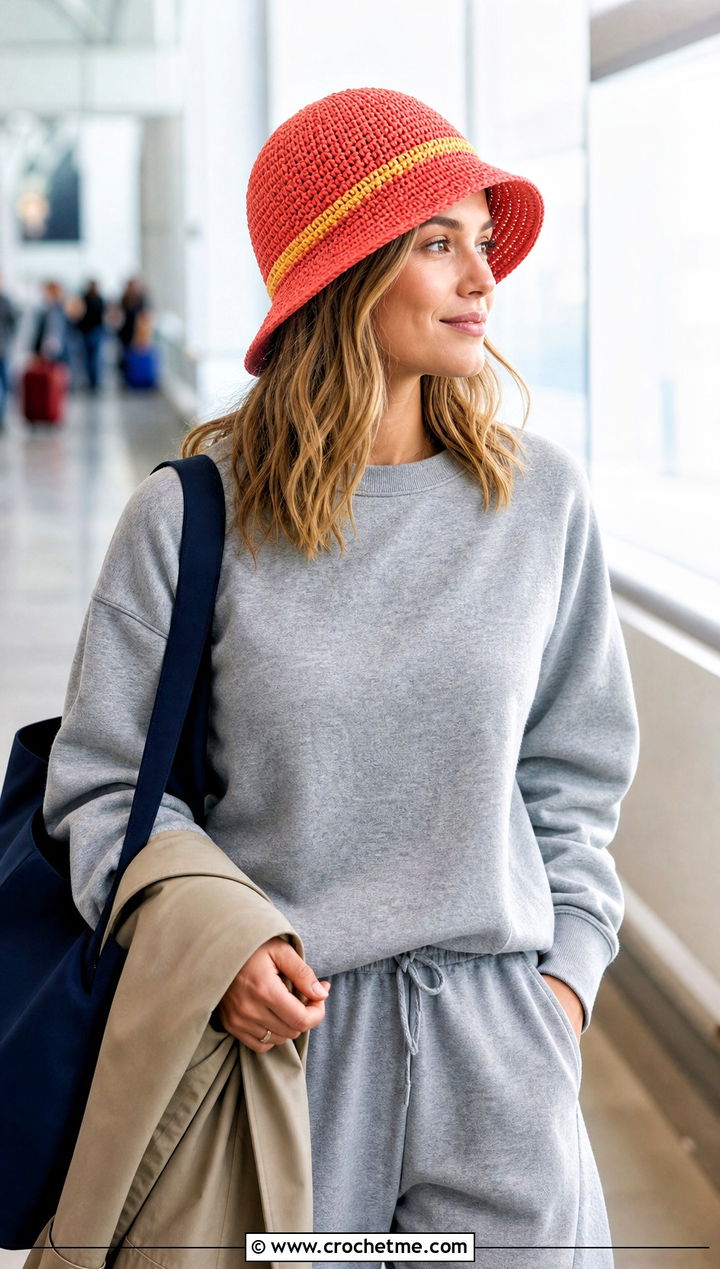 Packable Crochet Luffy Hat With Airport Outfit - 15 Crochet Luffy One Piece Hat outfit ideas
