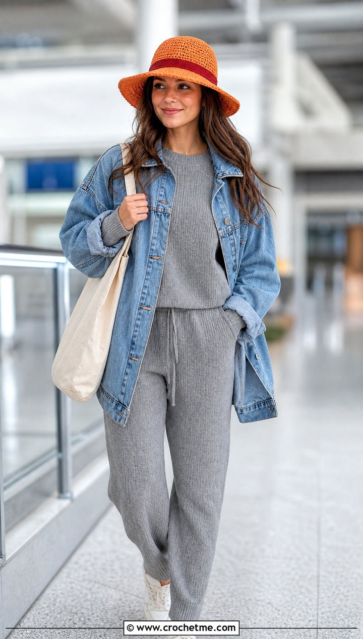 Packable Luffy Crochet Straw Hat With Airport Lounge Set - 25 luffy crochet straw hat outfit ideas