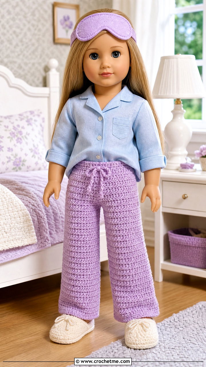Pajama Crochet Doll Pants With Sleep Shirt - 35 crochet doll pants outfit ideas