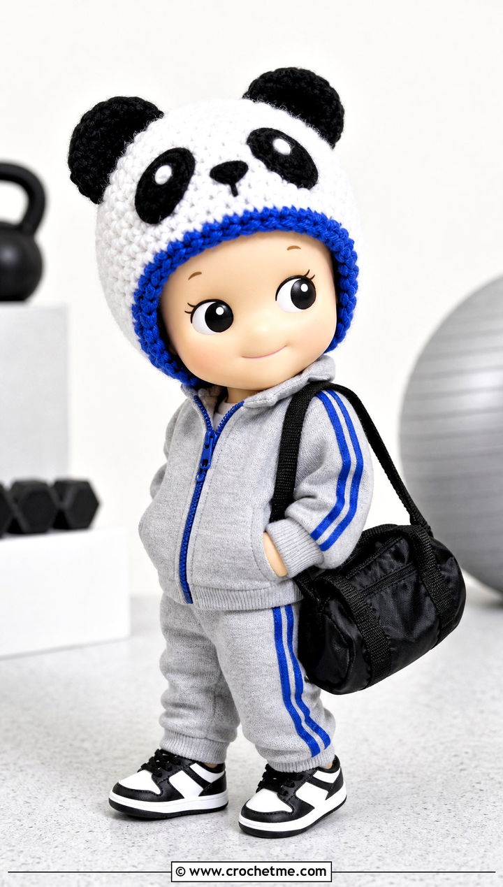 Panda Sonny Angel Crochet Hat With Track Suit - 30 sonny angel crochet hat outfit ideas