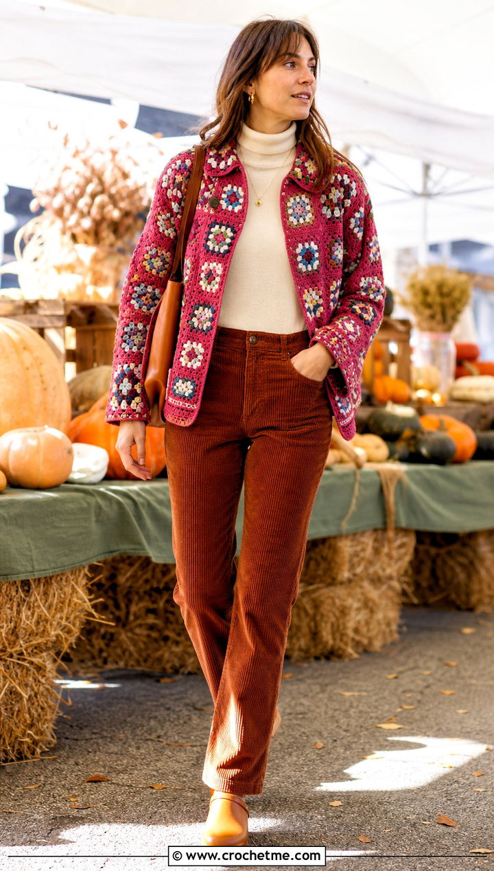 Patchwork Bode Crochet Shirt With Corduroy Pants - 20 Bode Crochet Shirt outfit ideas