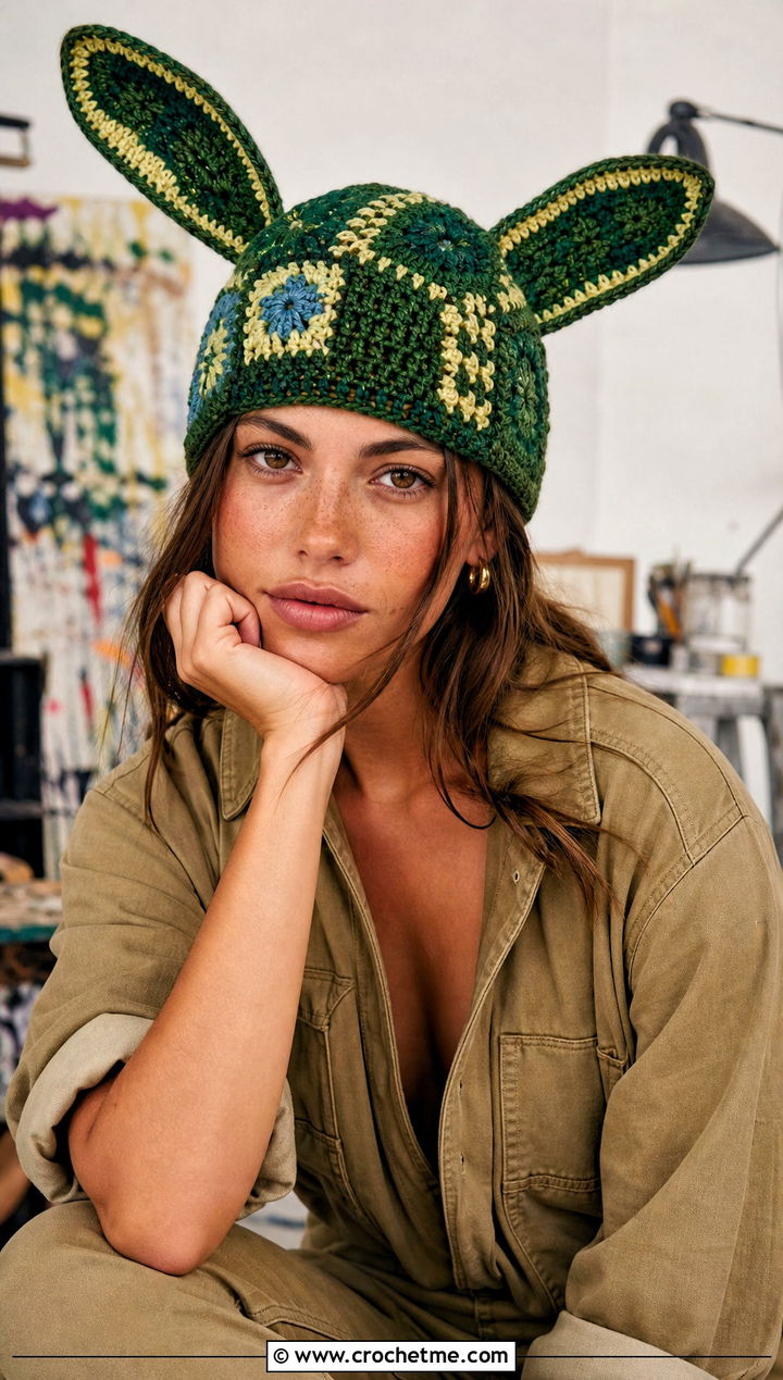 Patchwork Sincerity Is Scary Crochet Hat With Utility Jumpsuit - 15 Sincerity Is Scary Crochet Hat outfit ideas