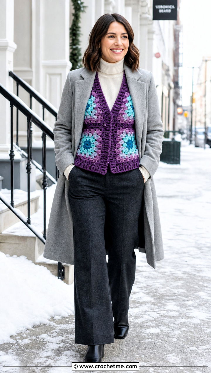 Paul McCartney Chunky Crochet Vest With Turtleneck And Wool Pants - 35 paul mccartney crochet vest outfit ideas
