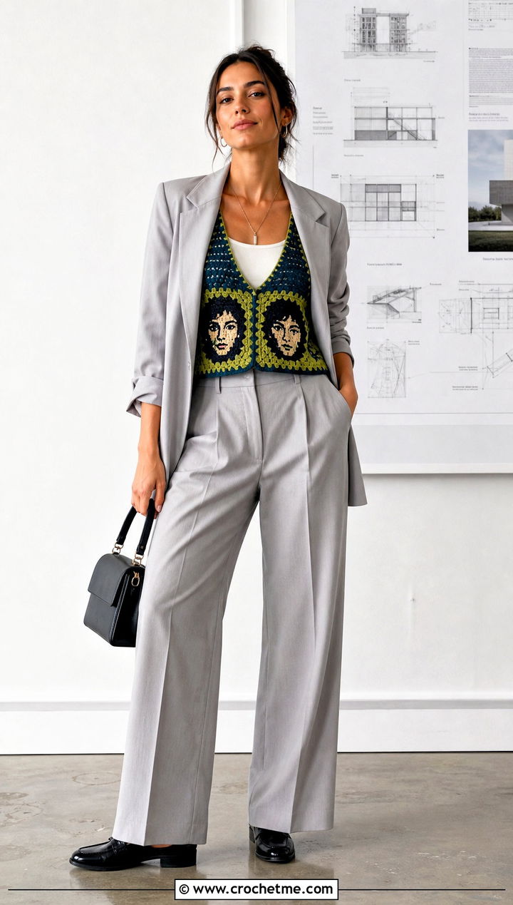 Paul McCartney Cropped Crochet Vest With Trouser Suit - 35 paul mccartney crochet vest outfit ideas