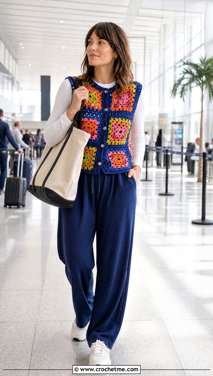 Paul McCartney Granny Square Crochet Vest With Airport Outfit - 35 paul mccartney crochet vest outfit ideas
