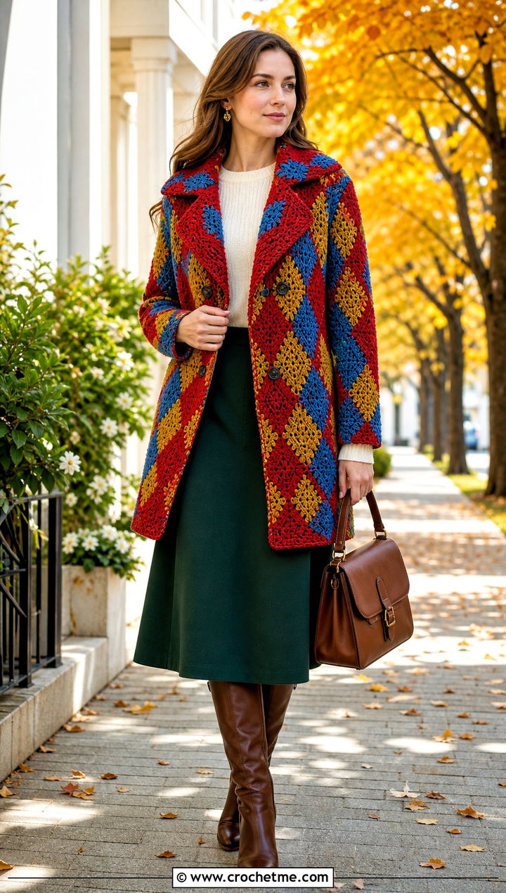 Pea Coat Howl Crochet Coat With A Line Skirt - 25 howl crochet coat outfit ideas