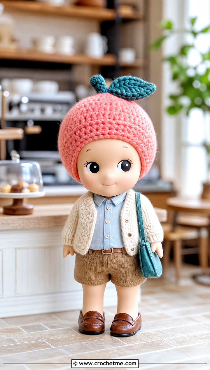 Peach Sonny Angel Crochet Hat With Cardigan Outfit - 30 sonny angel crochet hat outfit ideas