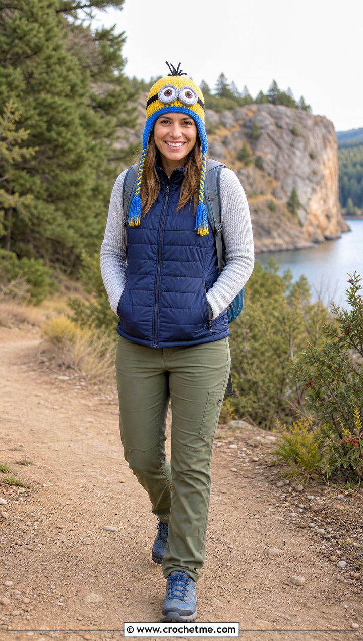 Peruvian Crochet Minion Chullo With Quilted Vest - 35 crochet minion hat outfit ideas
