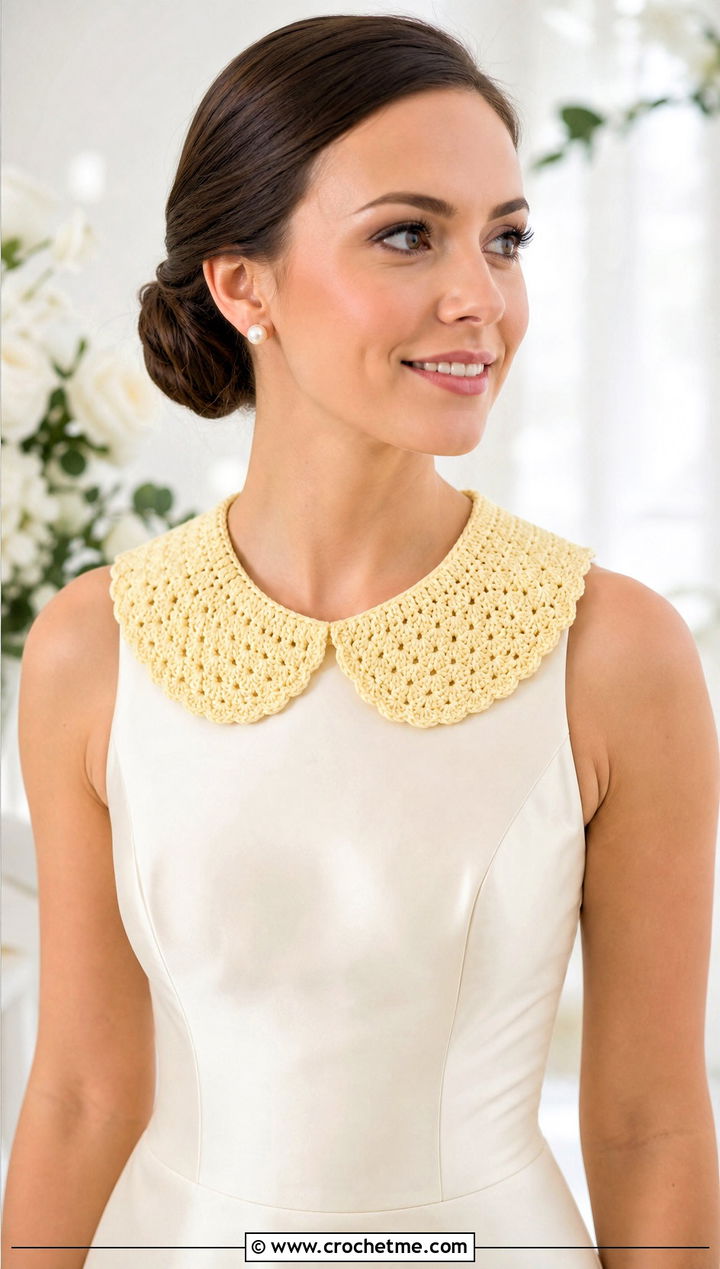 Peter Pan Crochet Collar With Satin A Line Wedding Dress - 15 crochet collar for wedding dress diy outfit ideas