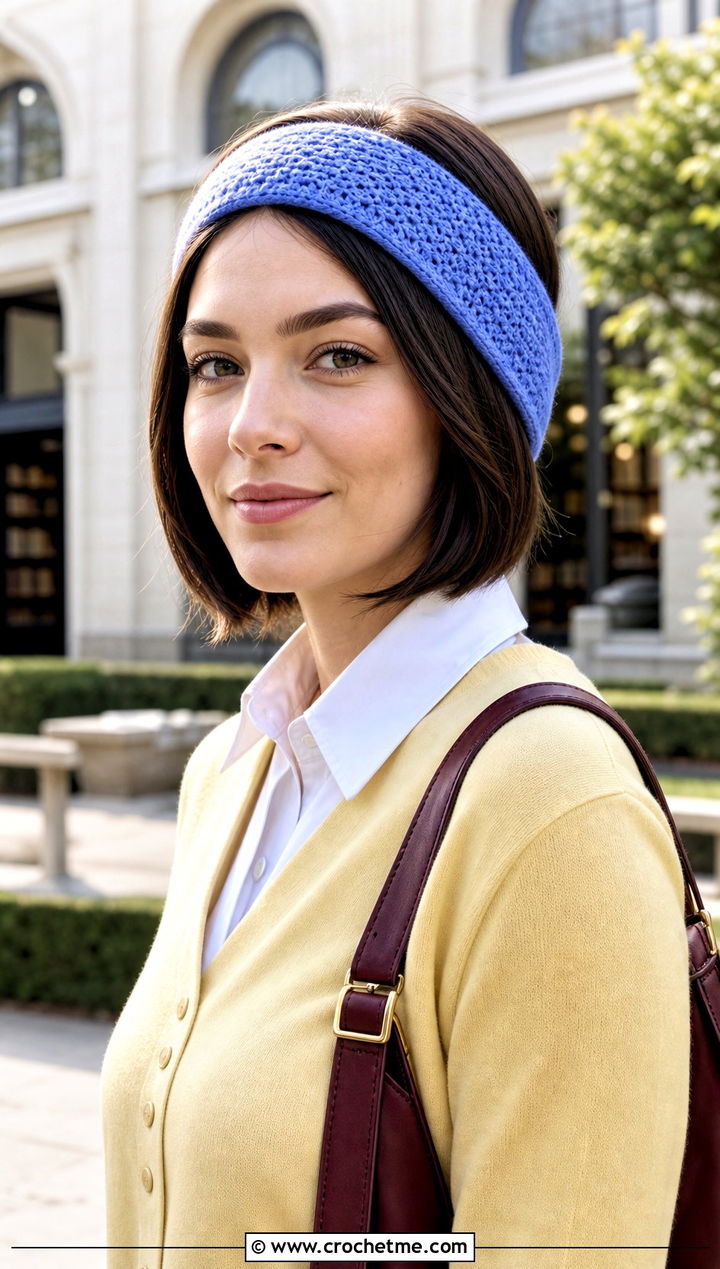 Petite Crochet Ear Warmer With Preppy Cardigan - 25 Diy Crochet Headband Ear Warmers outfit ideas