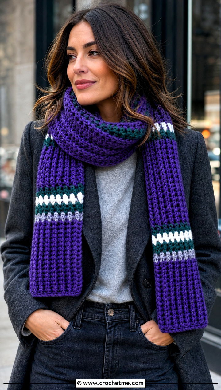 Philadelphia Eagles Chunky Ribbed Scarf With Wool Coat And Wide Leg Jeans - 20 Philadelphia Eagles Crochet Scarf outfit ideas
