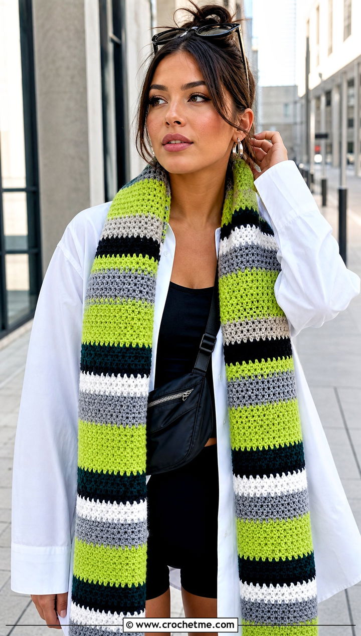 Philadelphia Eagles Striped Scarf With Oversized Shirt And Bike Shorts - 20 Philadelphia Eagles Crochet Scarf outfit ideas