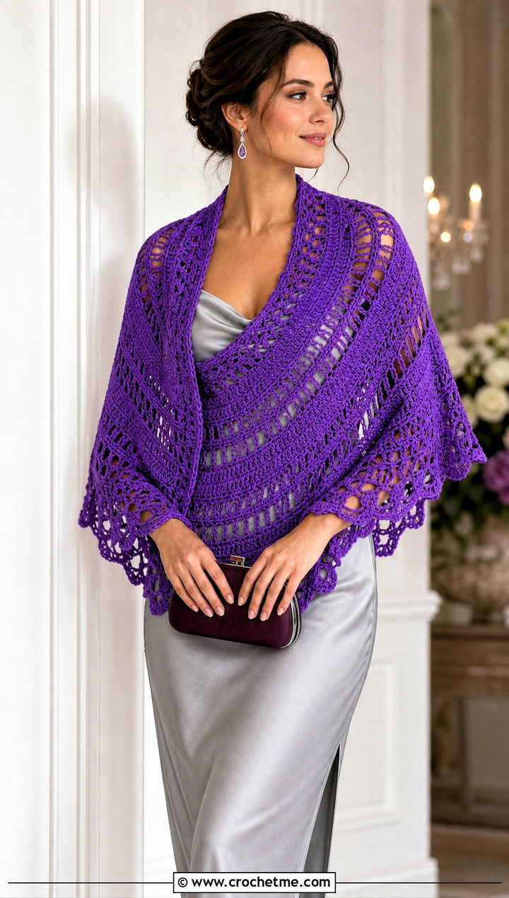 Pi Crochet Circular Shawl With a Slip Dress - 30 crochet circular shawl outfit ideas