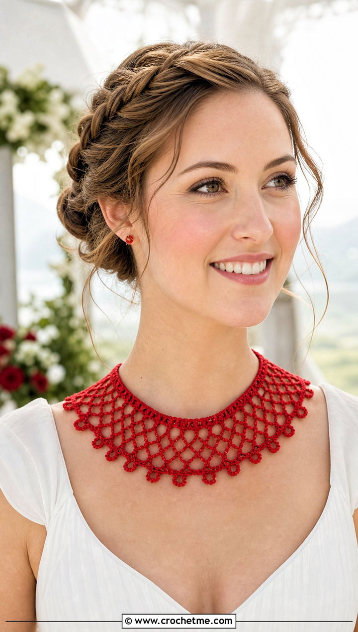 Picot Edge Crochet Collar With Empire Waist Wedding Dress - 15 Crochet Collar For Wedding Dress outfit ideas