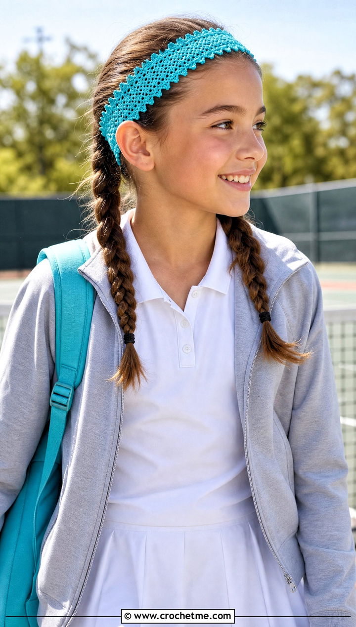 Picot Edge Crochet Headband With Tennis Dress - 15 Childrens Crochet Headband outfit ideas