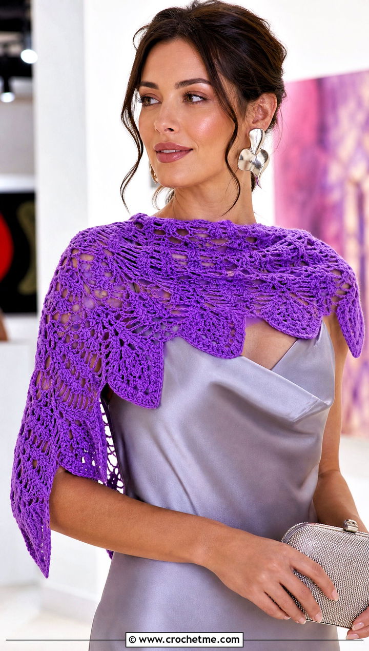 Pineapple Lace Crochet Scarf With Slip Dress - 15 Lacy Crochet Scarf outfit ideas