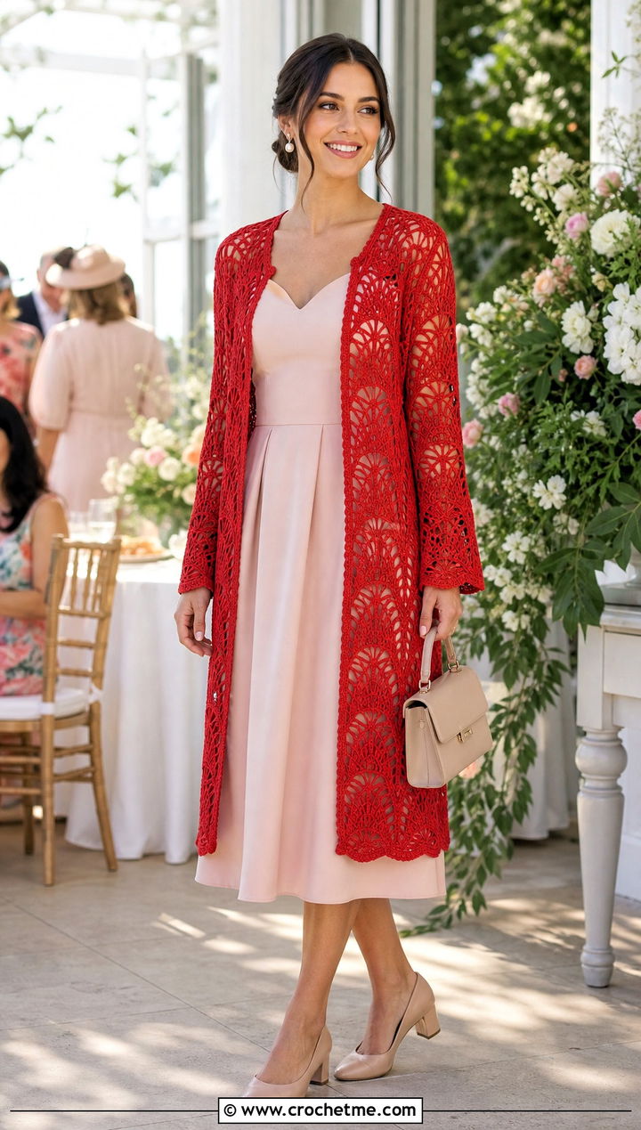 Pineapple Lace One Piece Crochet Cardigan With Midi Dress - 35 one piece crochet cardigan outfit ideas