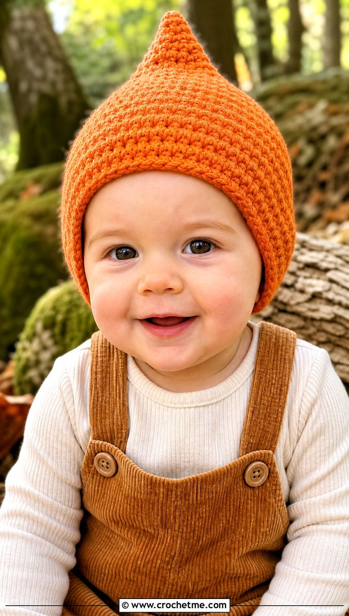 Pixie Crochet Hat With Corduroy Romper - 15 12 Month Crochet Hat outfit ideas