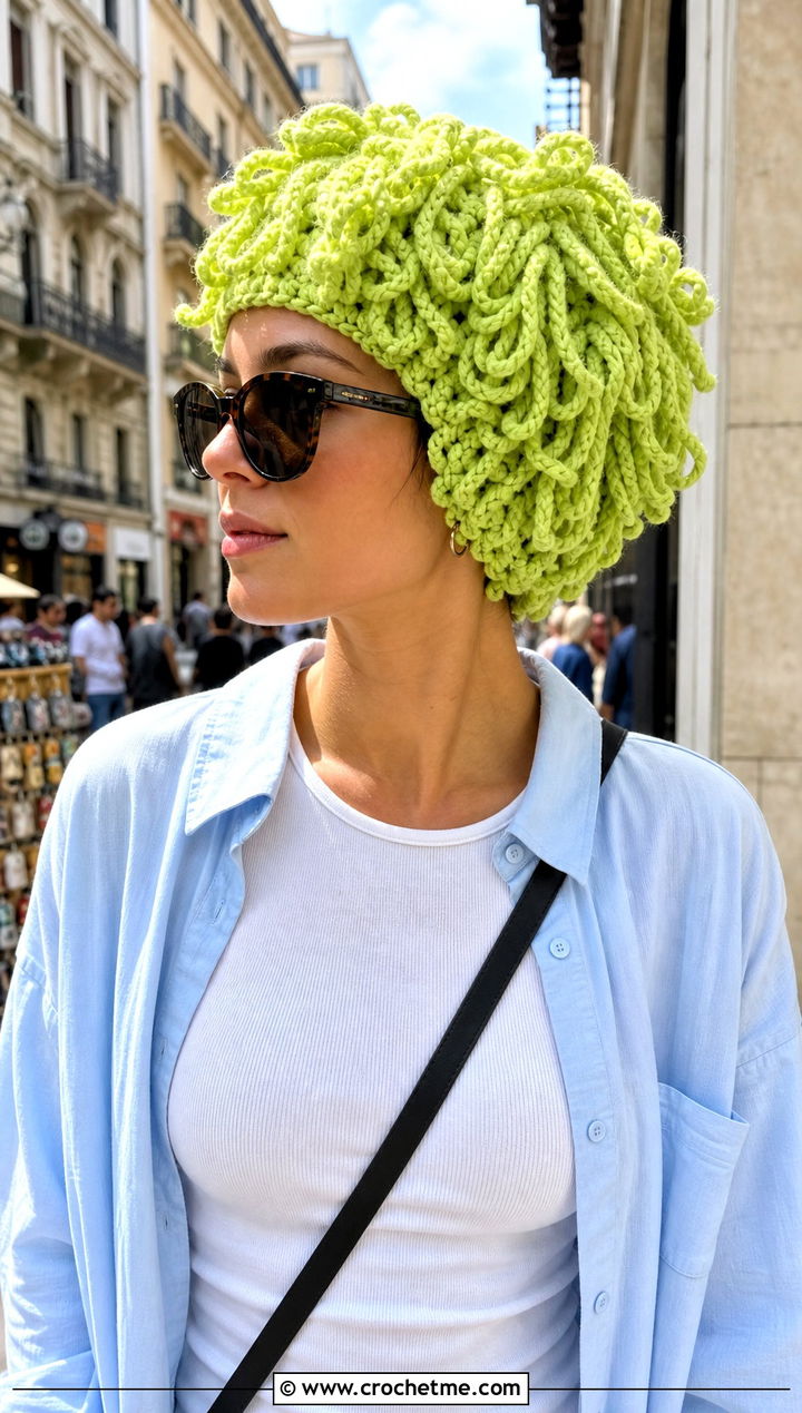 Pixie Cut Cabbage Patch Crochet Hat With Biker Shorts - 25 Cabbage Patch Crochet Hat outfit ideas