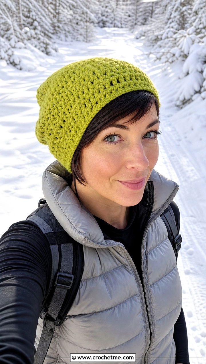 Pixie Hood Crochet Ski Hat With Puffer Vest And Joggers - 30 crochet ski hat outfit ideas