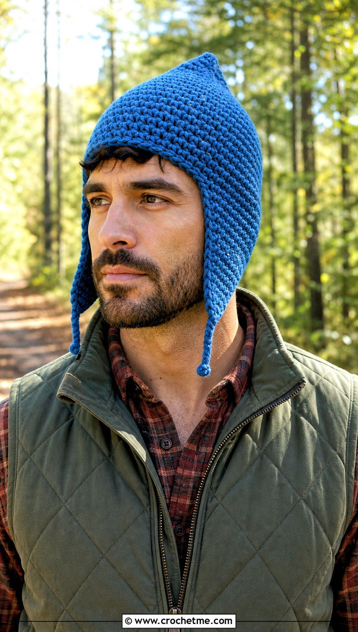 Pixie Point Crochet Earflap Hat With Quilted Vest - 20 Mens Crochet Earflap Hat outfit ideas